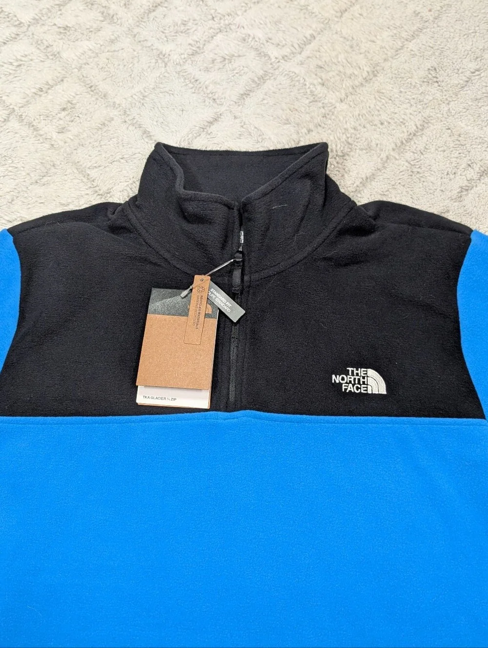 The North Face Jacket Mens M Blue Black Block TKA Glacier ¼ Zip Fleece Pullover